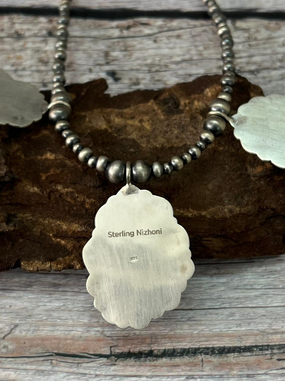 Handmade Sterling Silver Beaded Sierra Bella Necklace "Signed Nizhoni"