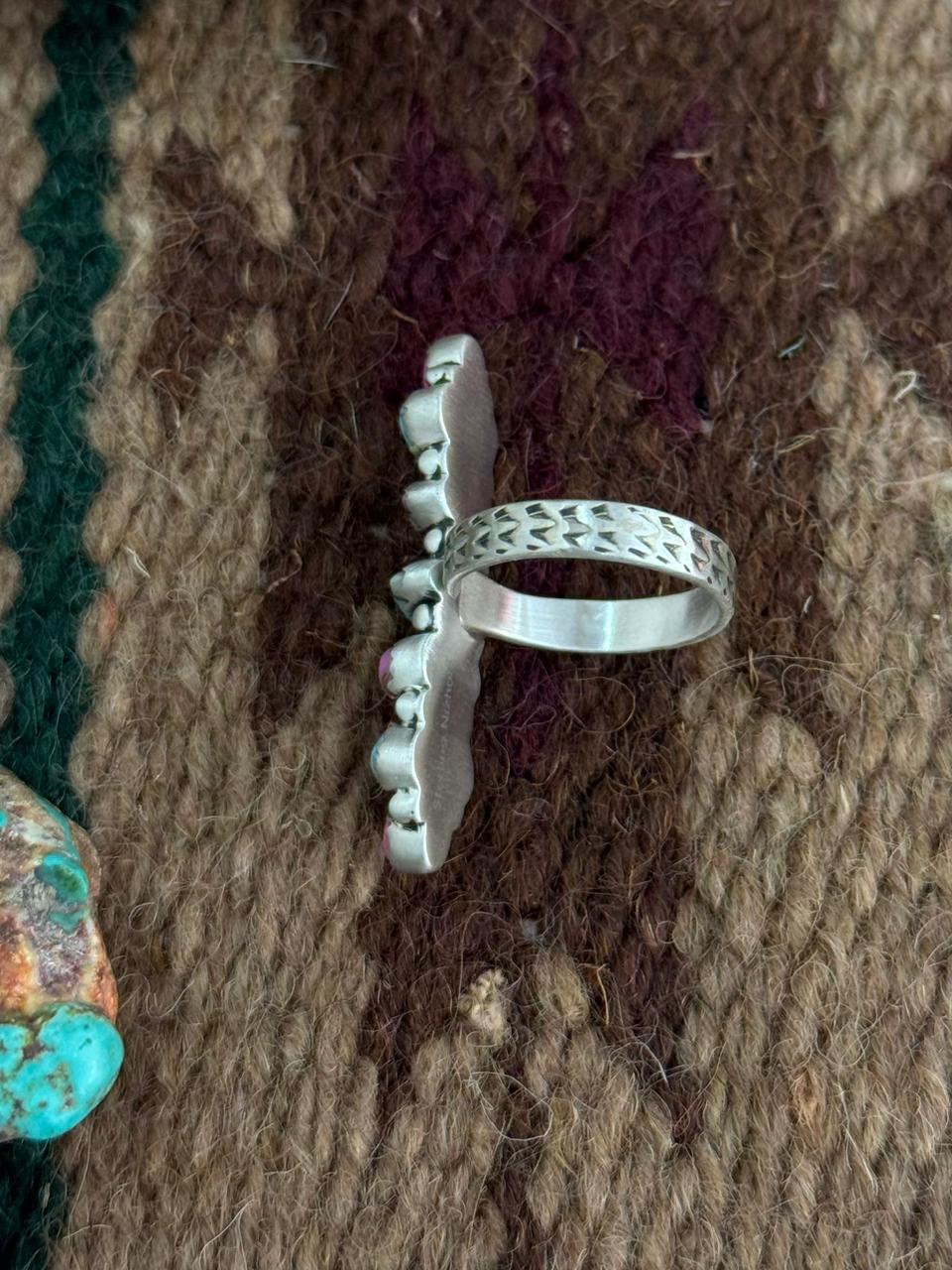 Handmade Sterling Silver Cotton Candy Adjustable Ring "Singed Nizhoni"