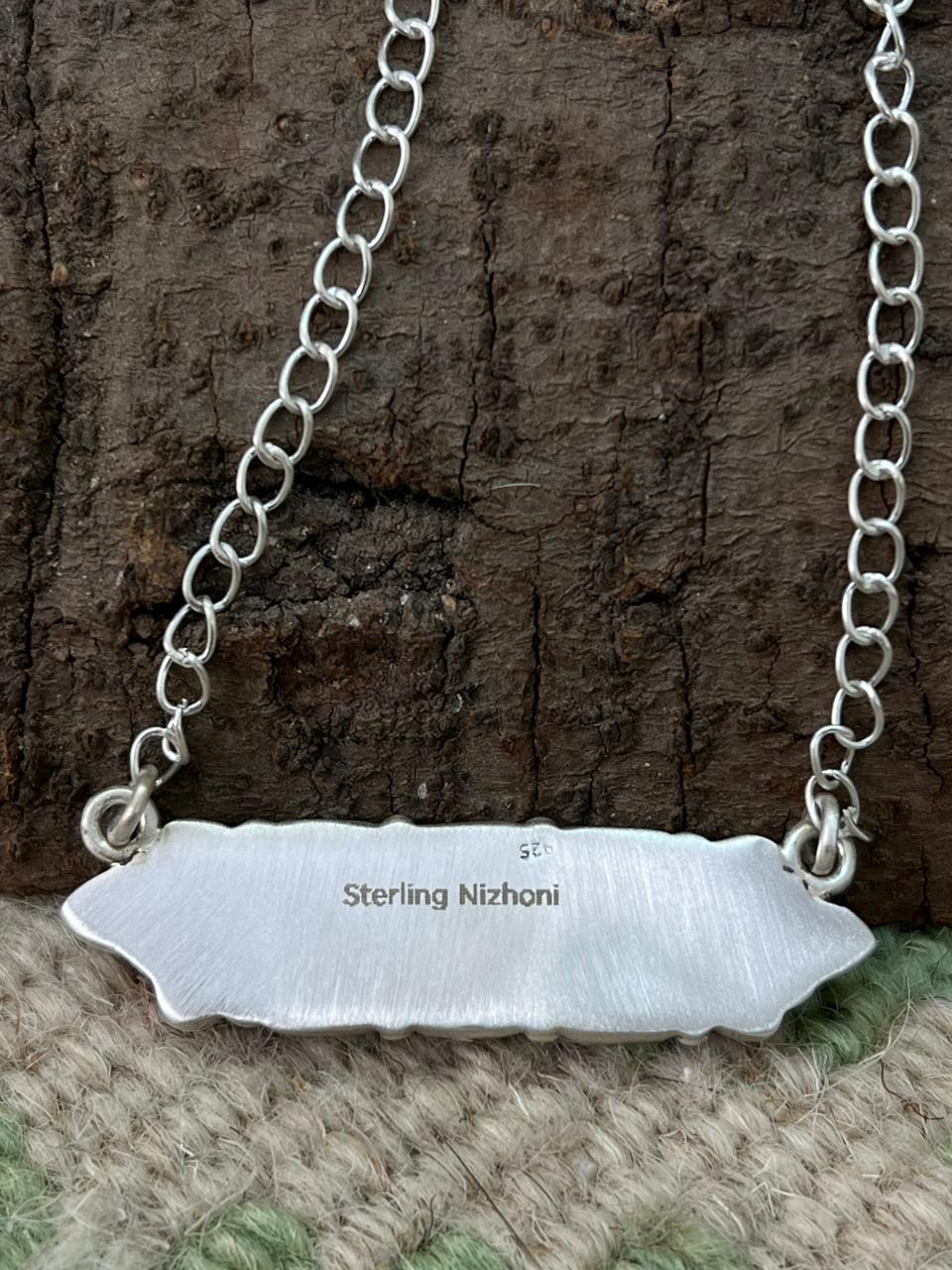 Handmade Sterling Silver Cotton Candy Bar Necklace "Signed Nizhoni"