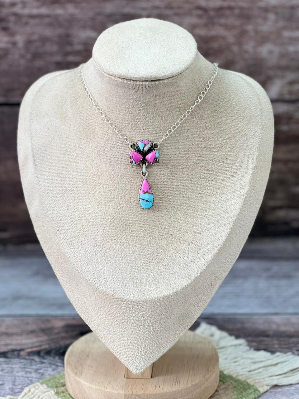 Handmade Sterling Silver Cotton Candy Necklace "Signed Nizhoni"