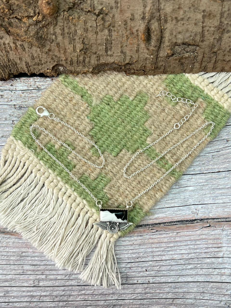 Handmade Sterling Silver White Buffalo Necklace "Signed Nizhoni"