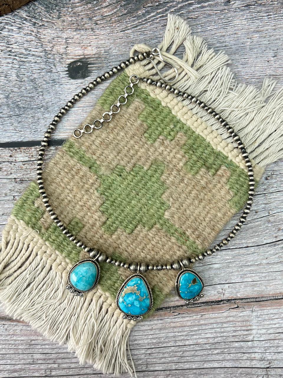 Handmade Sterling Silver Beaded Sierra Bella Necklace "Signed Nizhoni"