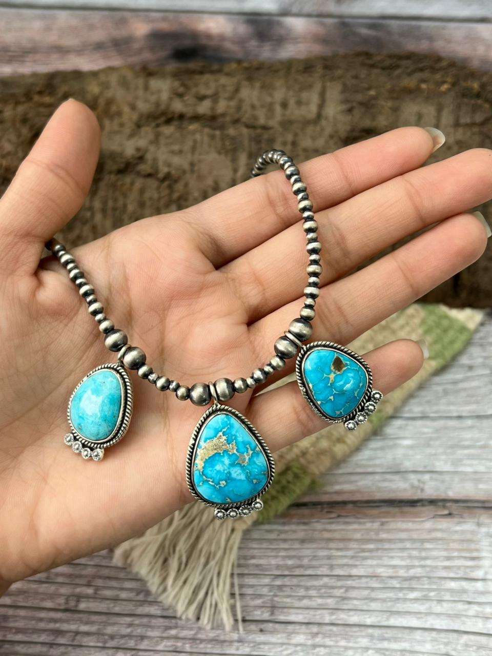 Handmade Sterling Silver Beaded Sierra Bella Necklace "Signed Nizhoni"