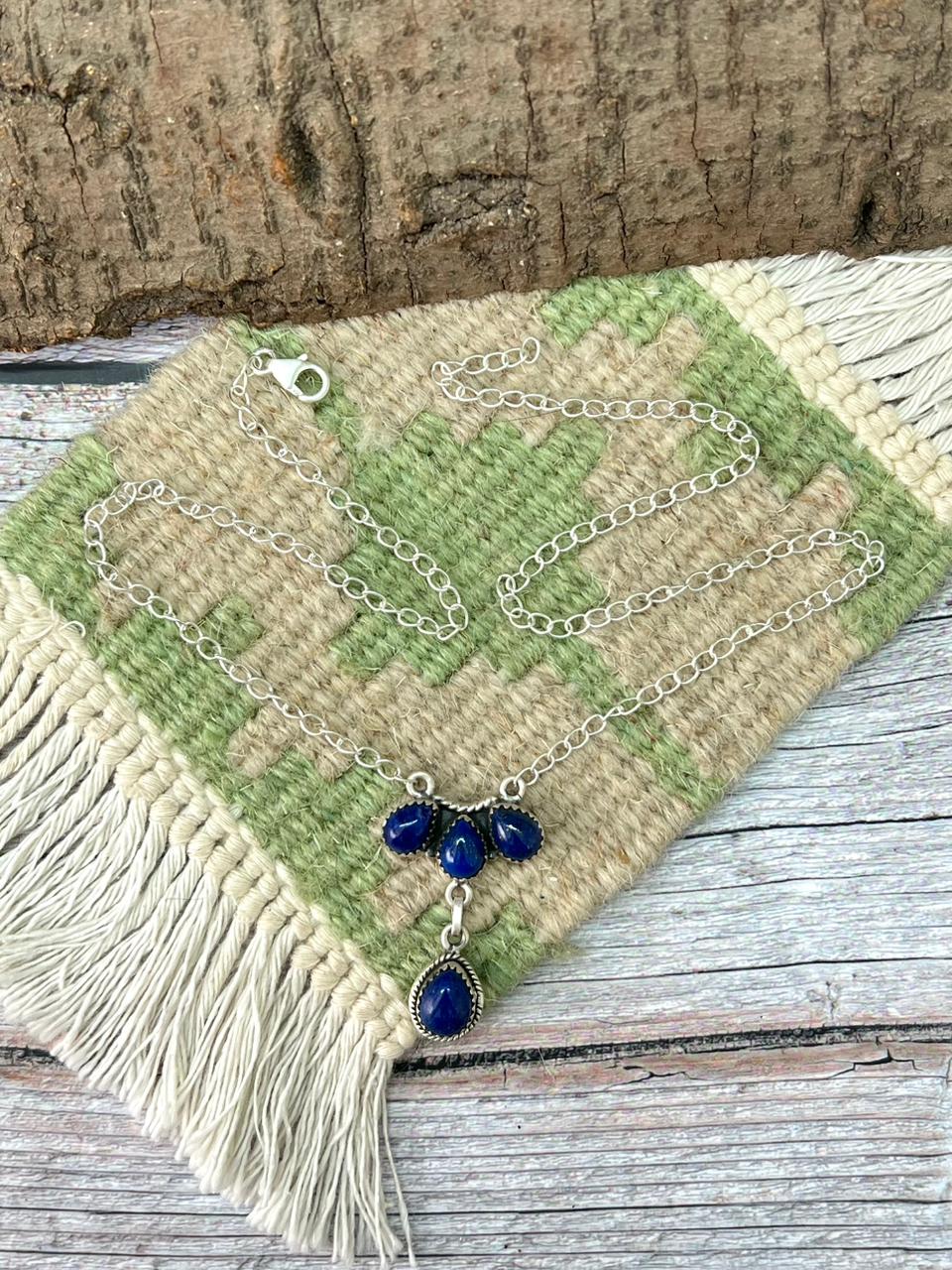 Handmade Sterling Silver Lapis Necklace "Signed Nizhoni"