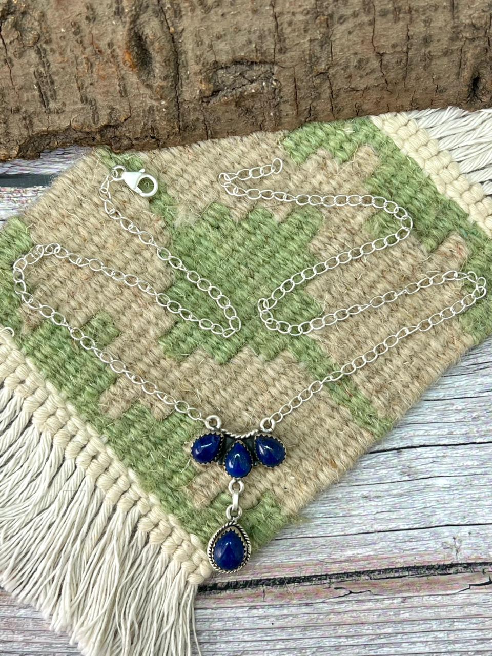 Handmade Sterling Silver Lapis Necklace "Signed Nizhoni"