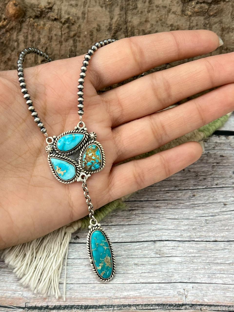 Handmade Sterling Silver Beaded Sierra Bella Necklace "Signed Nizhoni"