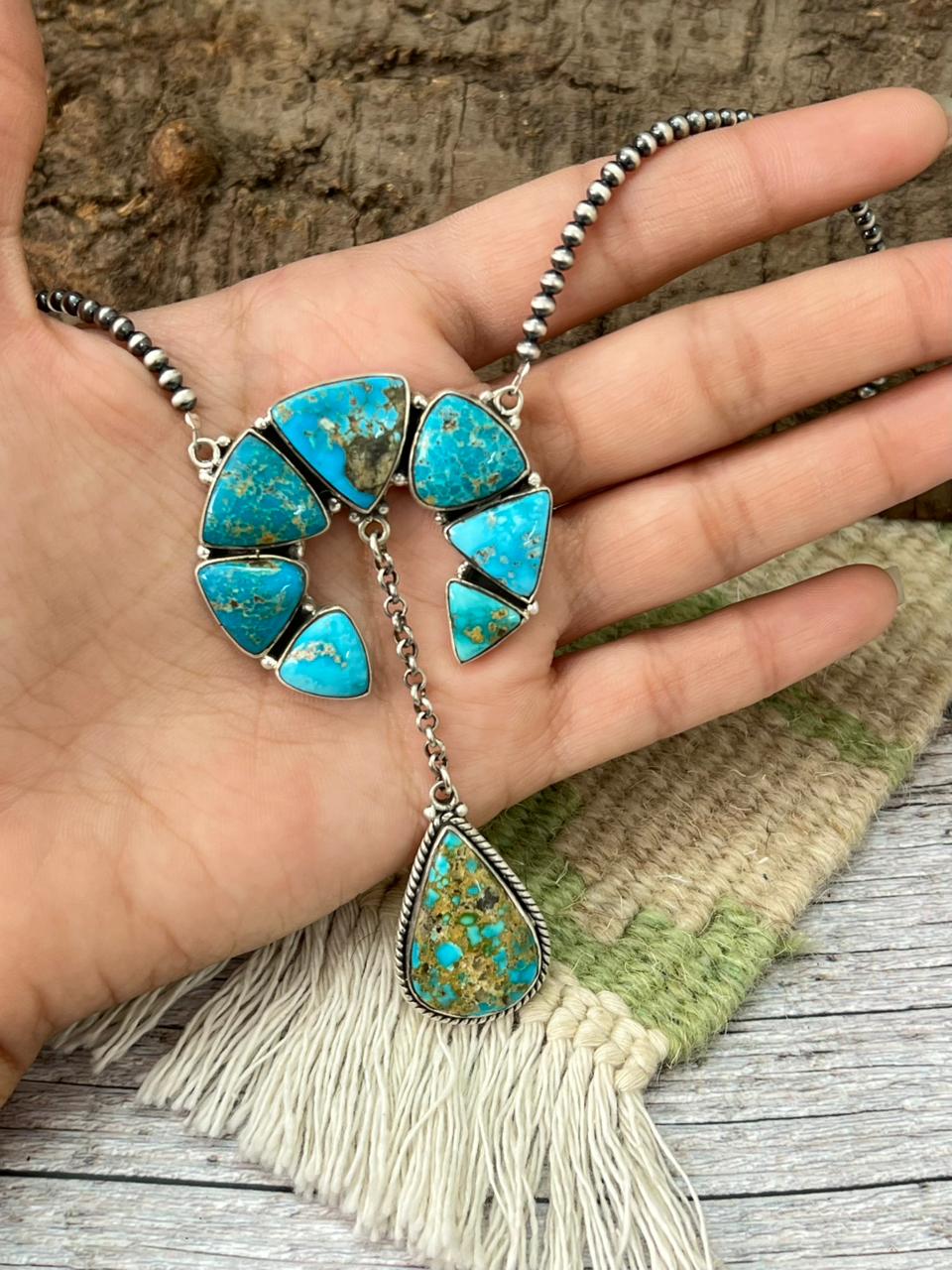 Handmade Sterling Silver Beaded Sierra Bella Naja Necklace "Signed Nizhoni"