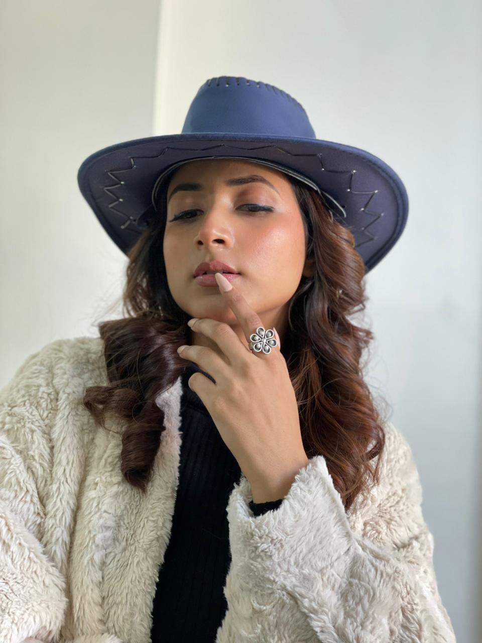 Handmade Sterling Silver White Buffalo Adjustable Ring "Singed Nizhoni" (1)