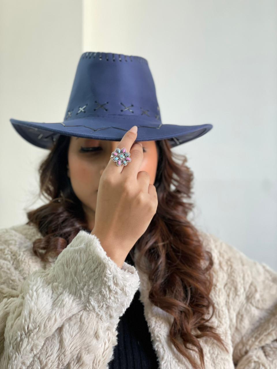 Handmade Sterling Silver Cotton Candy Adjustable Ring "Singed Nizhoni"