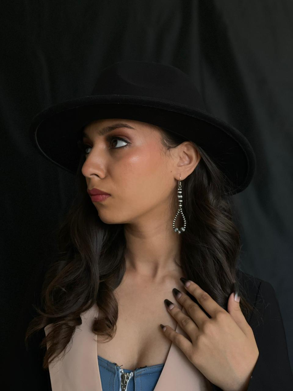 Handmade Sterling Silver Beaded Dangle Hook Earrings "Signed Nizhoni" (1)