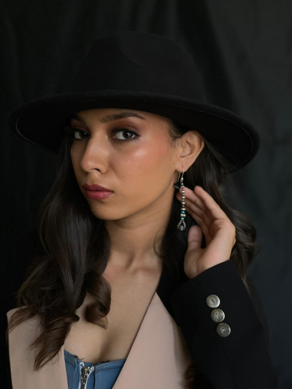 Handmade Sterling Silver Beaded Kingman Turquoise Dangle Hook Earrings "Signed Nizhoni" (2)