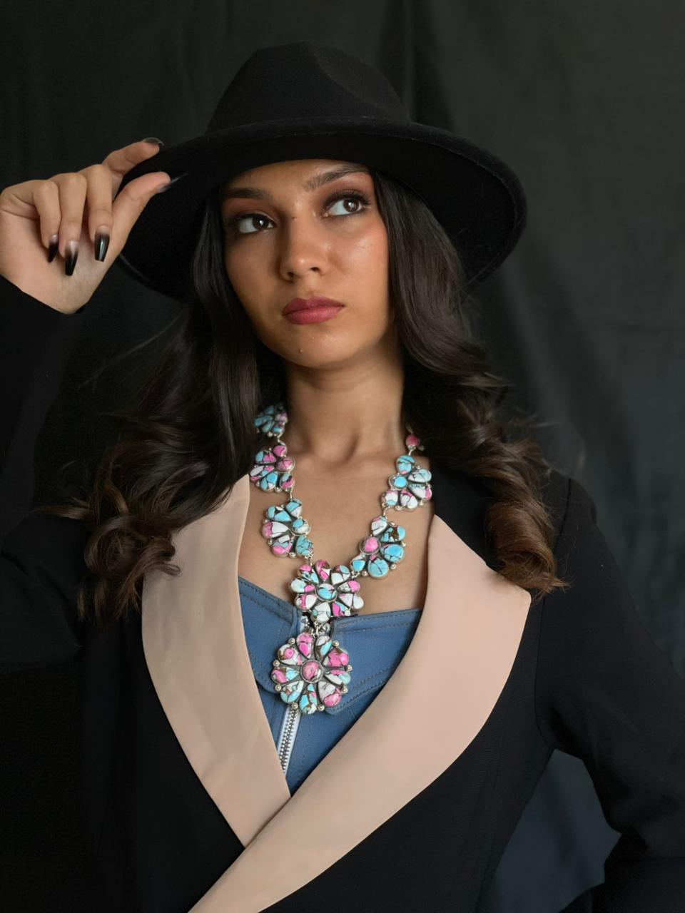 Handmade Sterling Silver Cotton Candy Necklace "Signed Nizhoni"