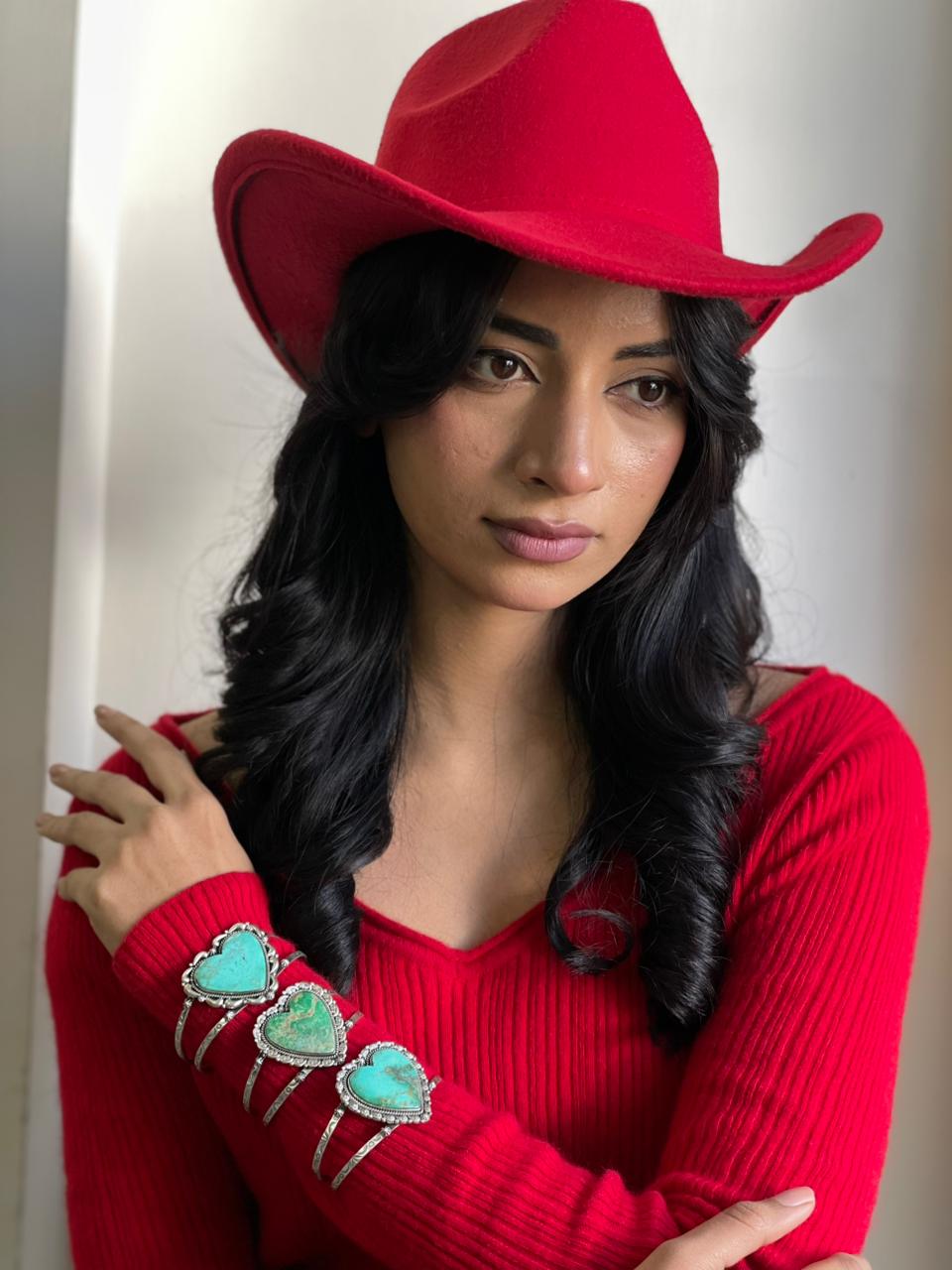 Handmade Sterling Silver Mantis Turquoise Heart Bracelet "Signed Nizhoni"