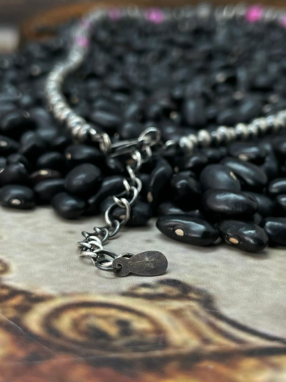 Handmade Sterling Silver Beaded Cherry Blossom Necklace "Signed Nizhoni" (LL9)