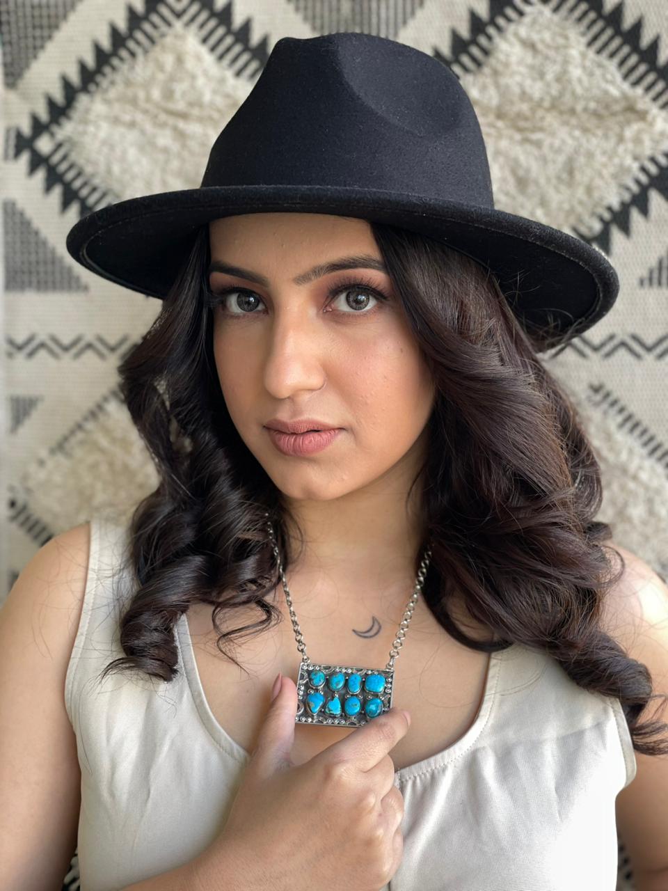 Handmade Sterling Silver Arizona Blue Turquoise Necklace "Signed Nizhoni"