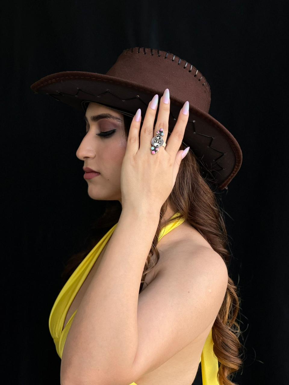 Handmade Sterling Silver White Buffalo with Cotton Candy Adjustable Ring "Signed Nizhoni"