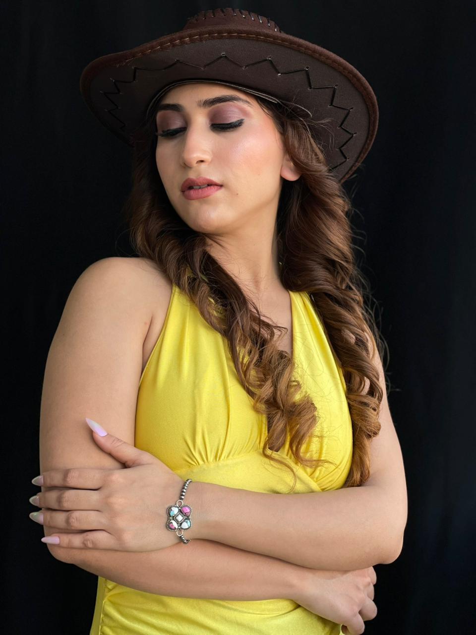 Handmade Sterling Silver Cotton Candy Beaded Chain Bracelet "Signed Nizhoni"