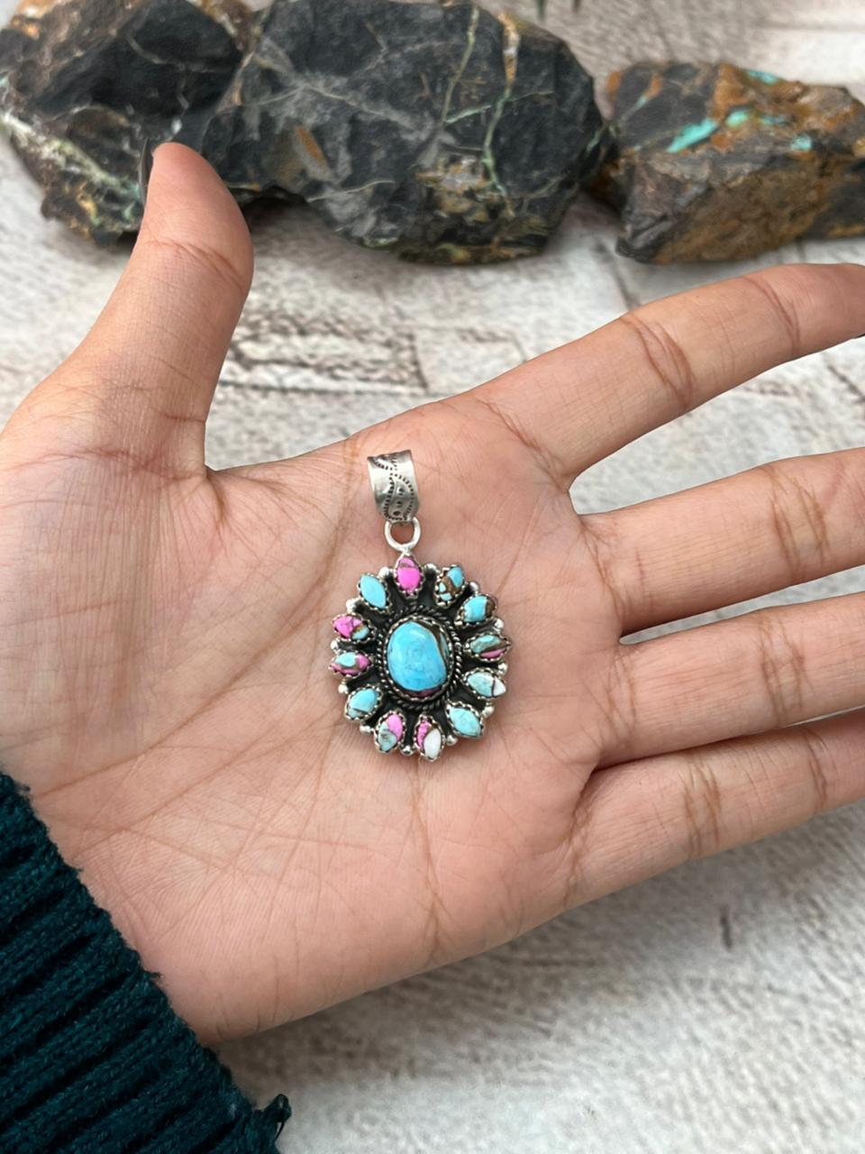 Handmade Sterling Silver Cotton Candy Pendant "Signed Nizhoni"