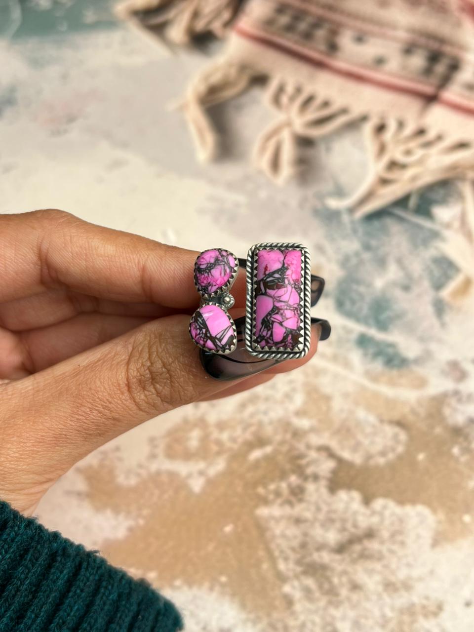 Handmade Sterling Silver Cherry Blossom Adjustable Ring "Signed Nizhoni"