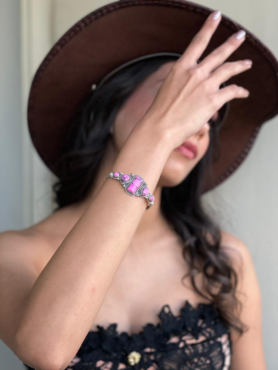 Handmade Sterling Silver Cherry Blossom Cuff Bracelet "Signed Nizhoni"