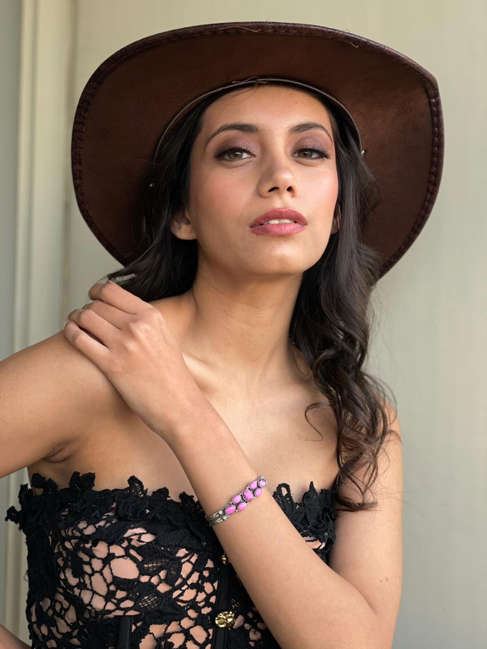 Handmade Sterling Silver Cherry Blossom Cuff Bracelet "Signed Nizhoni"