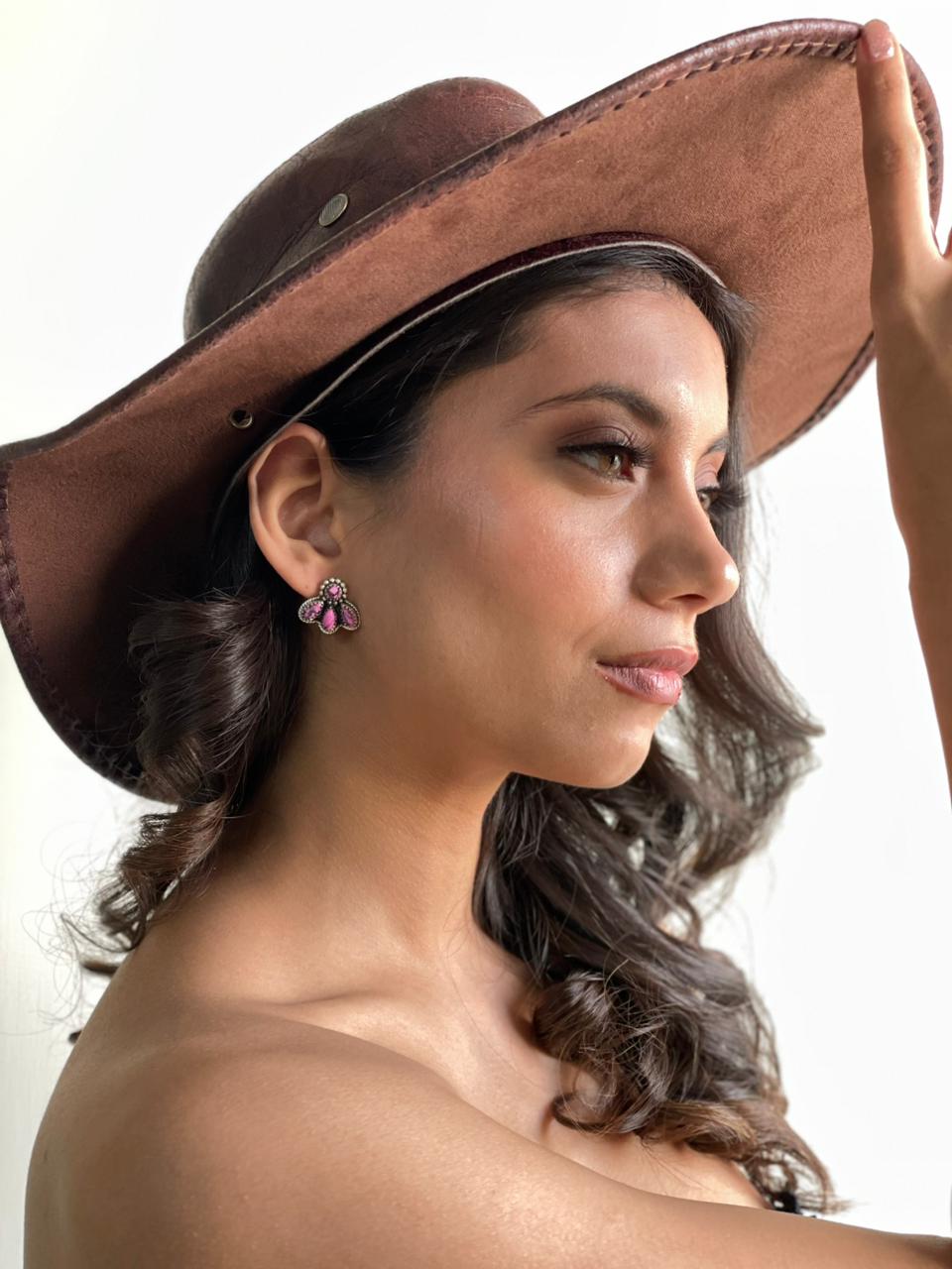 Handmade Sterling Silver Cherry Blossom Post Studs Earrings "Signed Nizhoni"