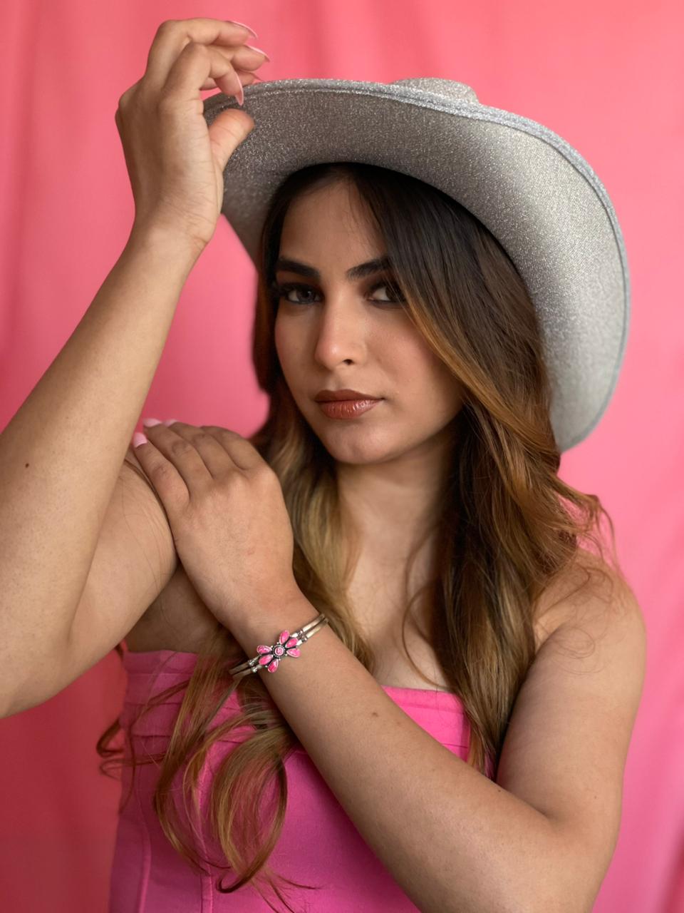 Handmade Sterling Silver Hot Pink Cuff Bracelet "Signed Nizhoni"