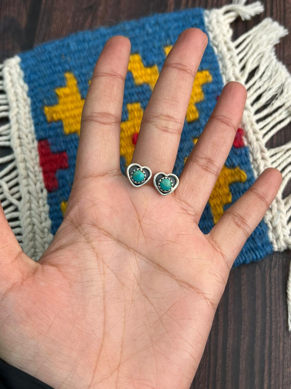 "Heart Collection" Handmade Sterling Silver Kingman Turquoise Adjustable Ring "Signed Nizhoni"