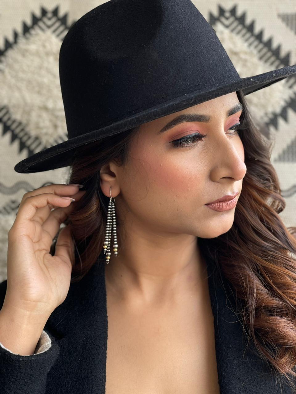 Handmade Sterling Silver Beaded Hook Dangle Earrings