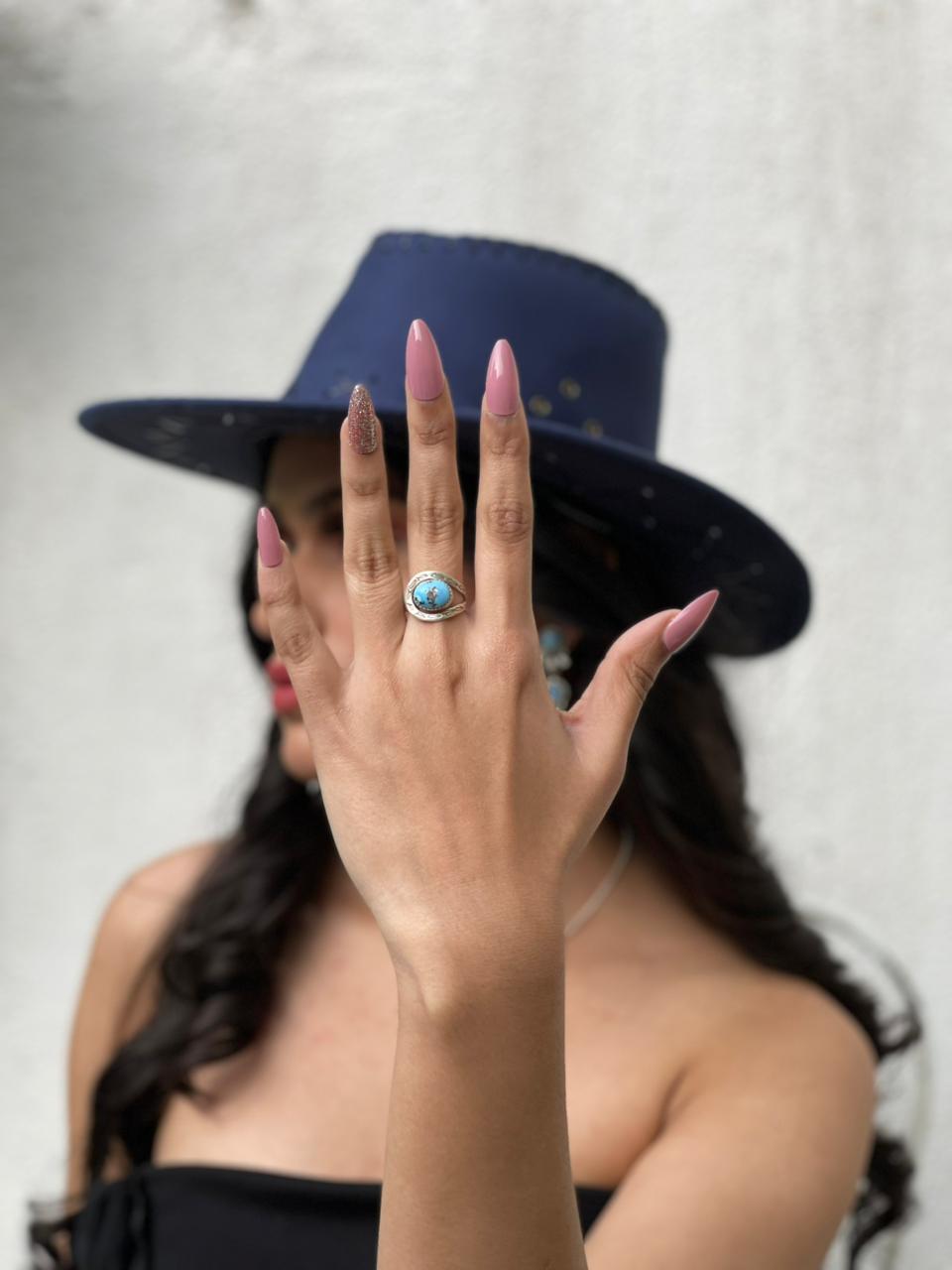 Handmade Sterling Silver Golden Hills Turquoise Adjustable Ring "Signed Nizhoni"