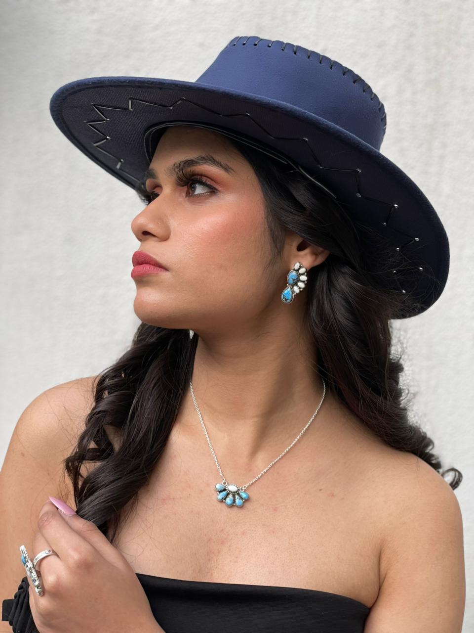 Handmade Sterling Silver Golden Hills with White Collection Crescent Necklace "Signed Nizhoni"