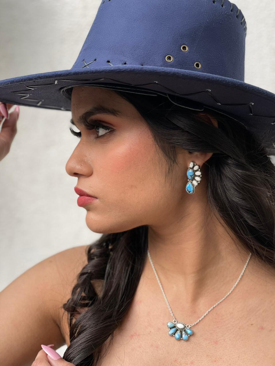 Handmade Sterling Silver Golden Hills with White Collection Crescent Necklace "Signed Nizhoni"