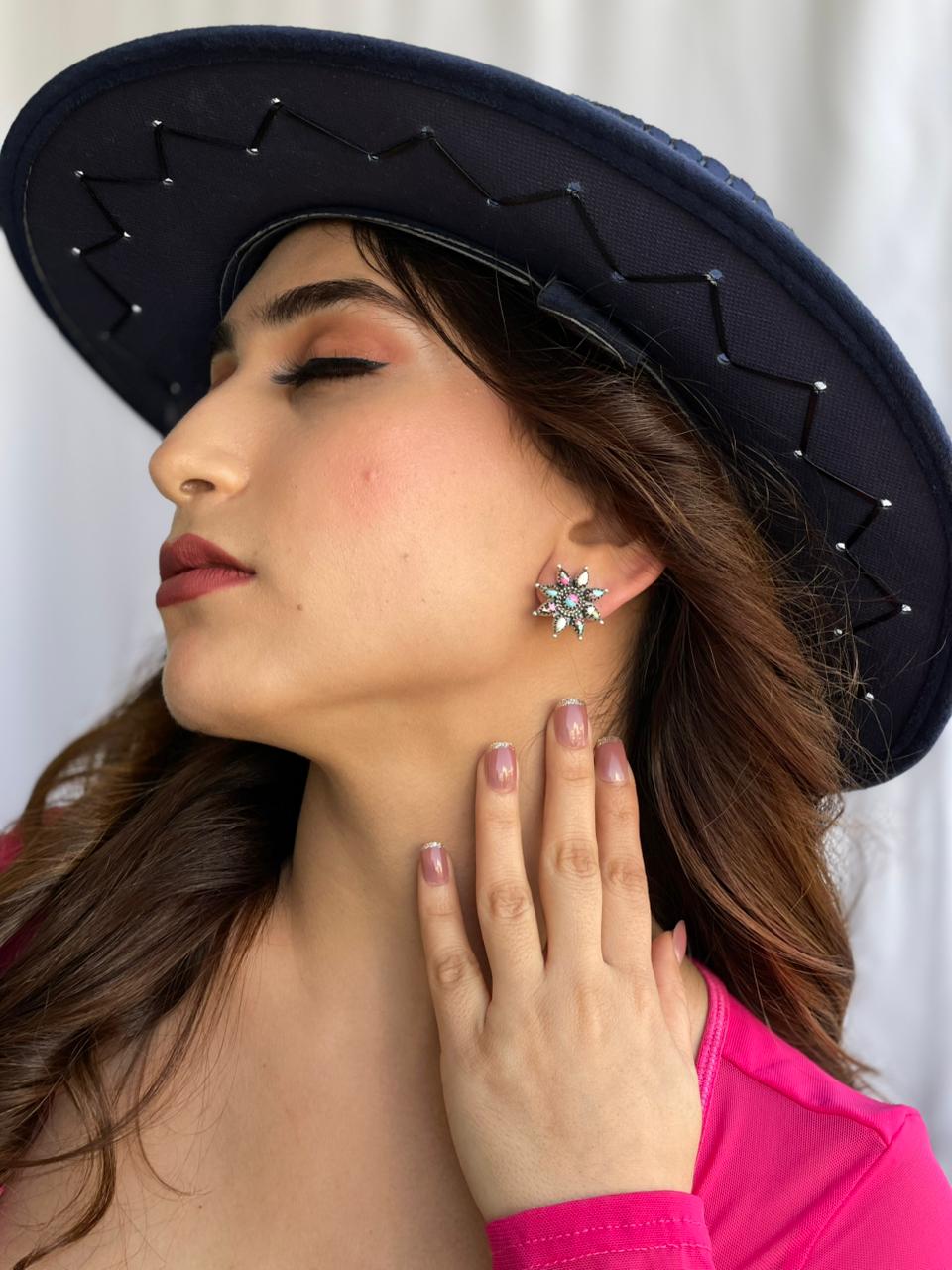 Handmade Sterling Silver Cotton Candy Post Studs Earrings "Signed Nizhoni"