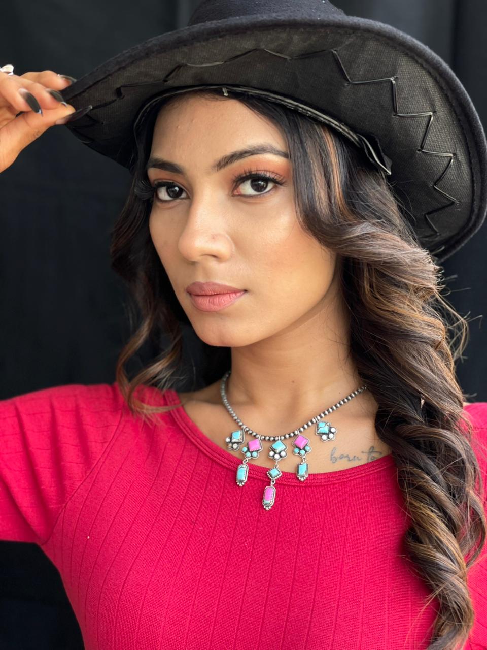 Handmade Sterling Silver Cotton Candy Beaded Necklace "Signed Nizhoni"