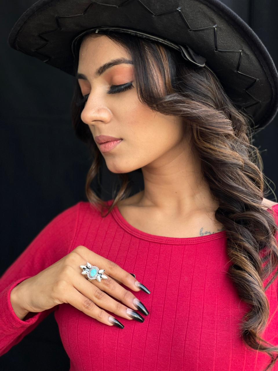 Handmade Sterling Silver White Water with White Buffalo Adjustable Ring "Signed Nizhoni"