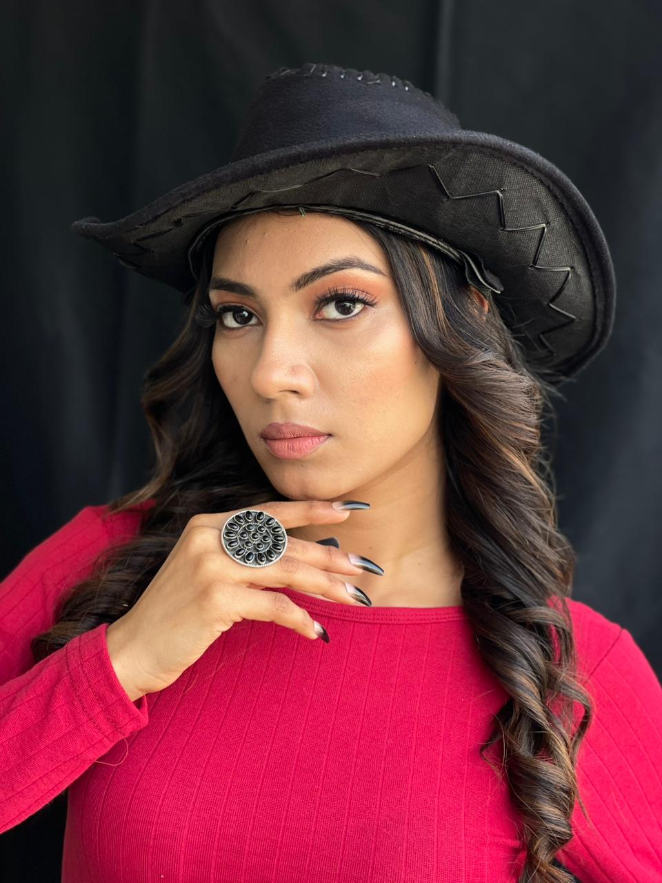 Handmade Sterling Silver Black Onyx Adjustable Ring "Signed Nizhoni"