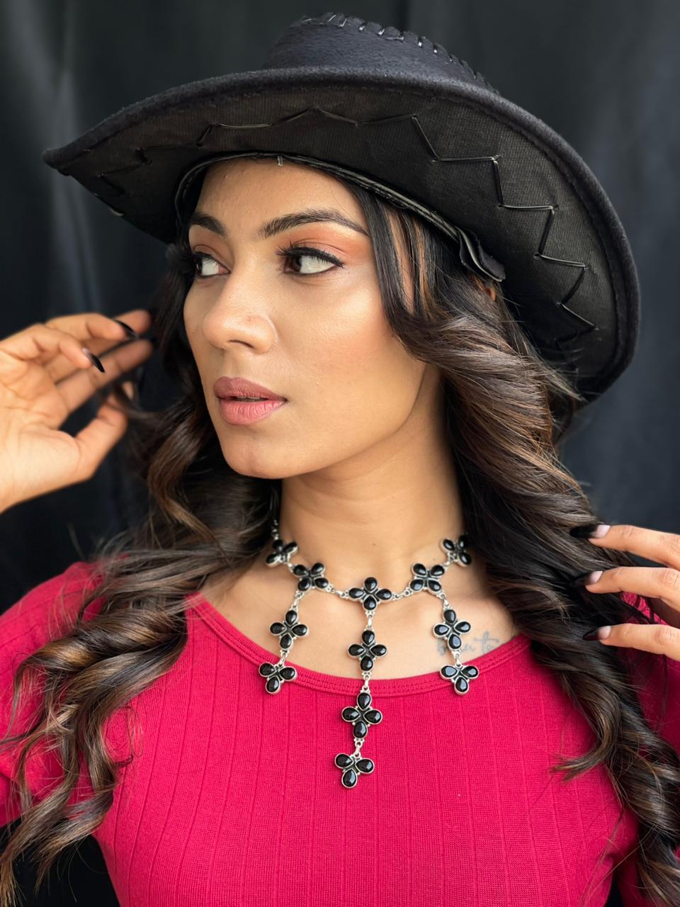 Handmade Sterling Silver Black Onyx Choker Necklace "Signed Nizhoni"