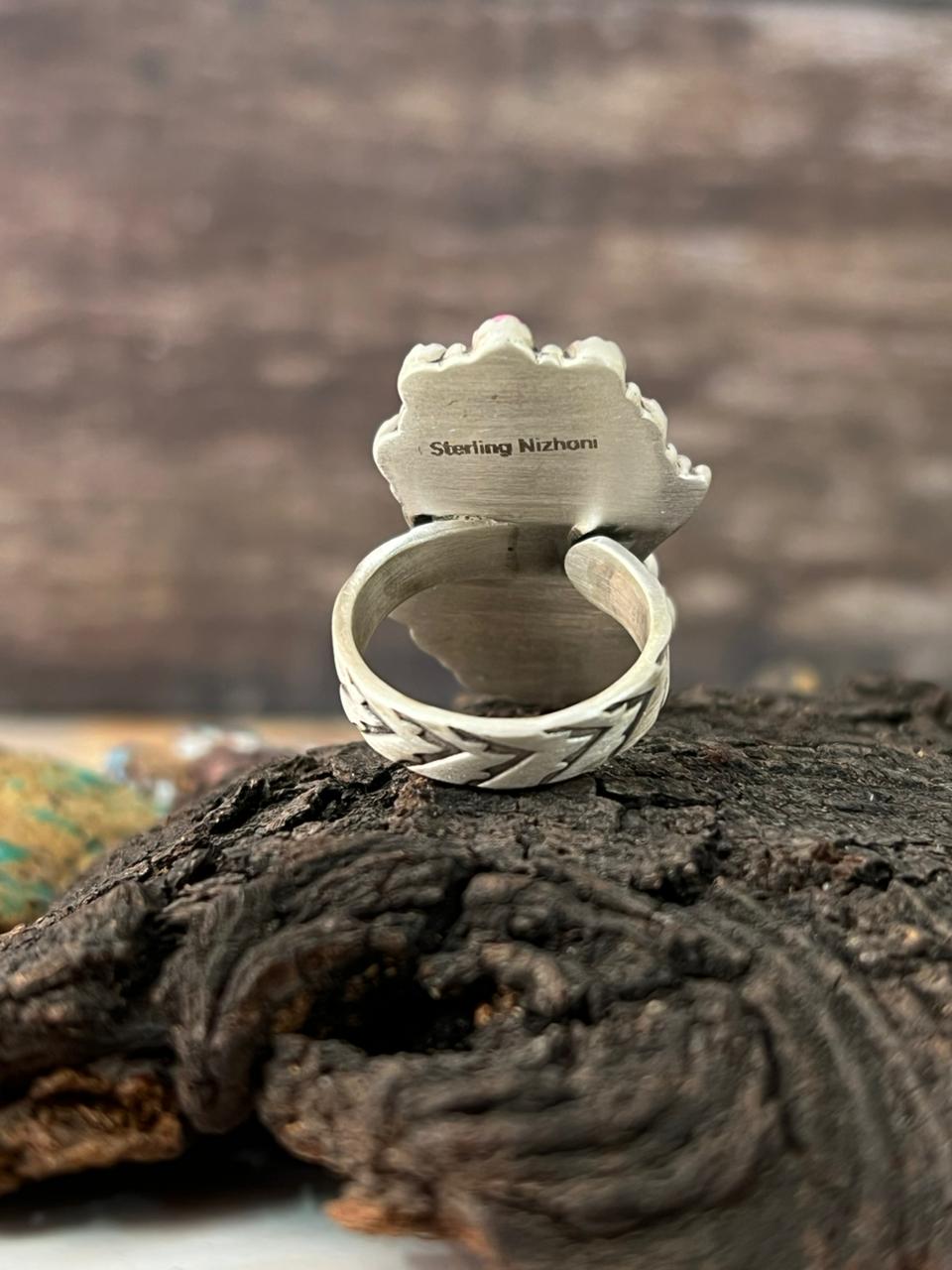 Handmade Sterling Silver Cotton Candy Adjustable Ring "Signed Nizhoni"