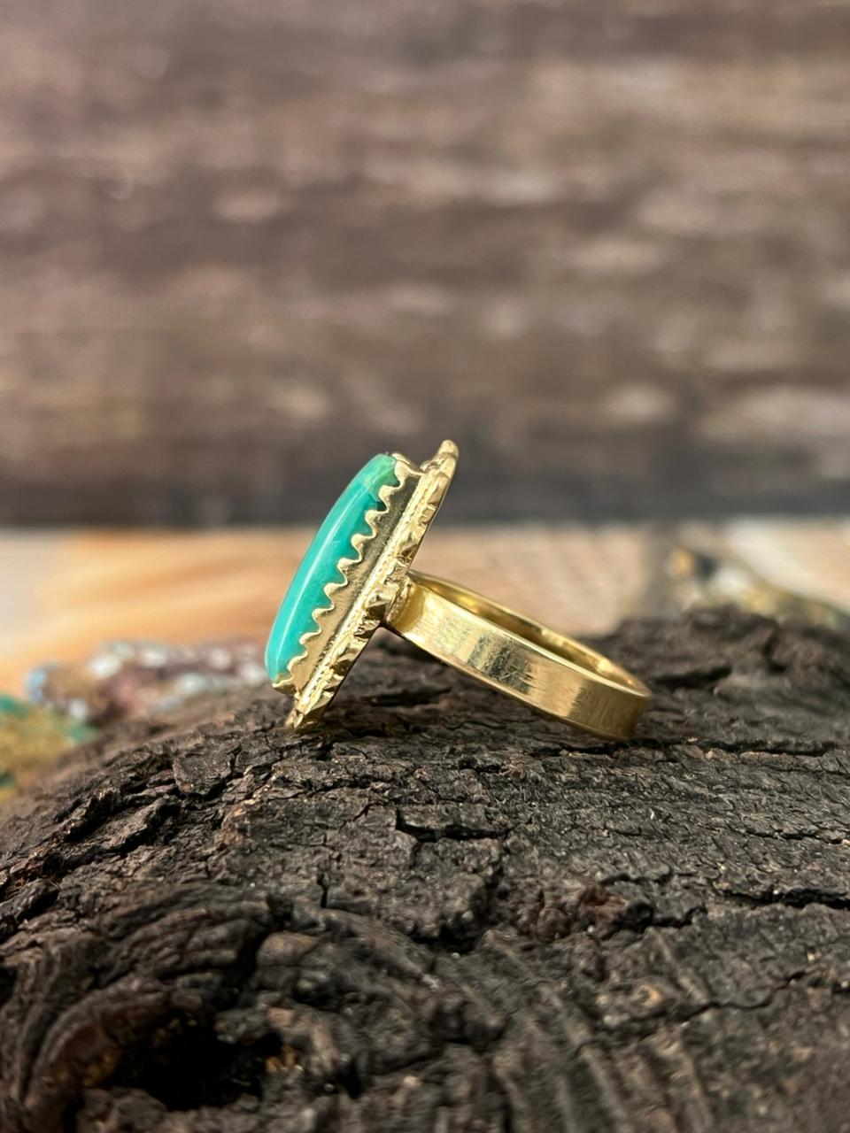 The Golden Collection: Handmade Kingman Turquoise Gold Adjustable Ring