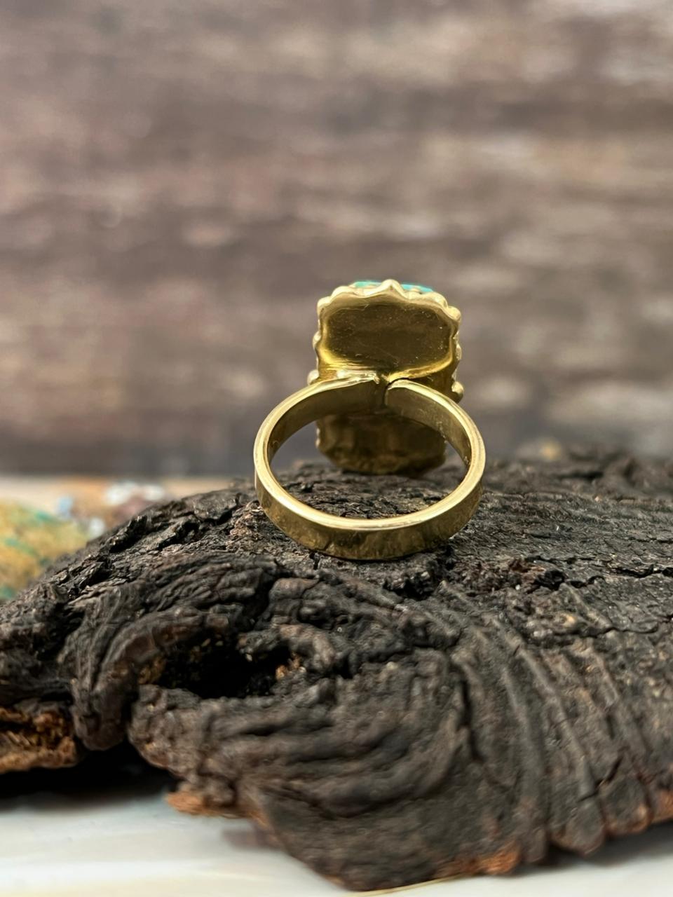 The Golden Collection: Handmade Kingman Turquoise Gold Adjustable Ring