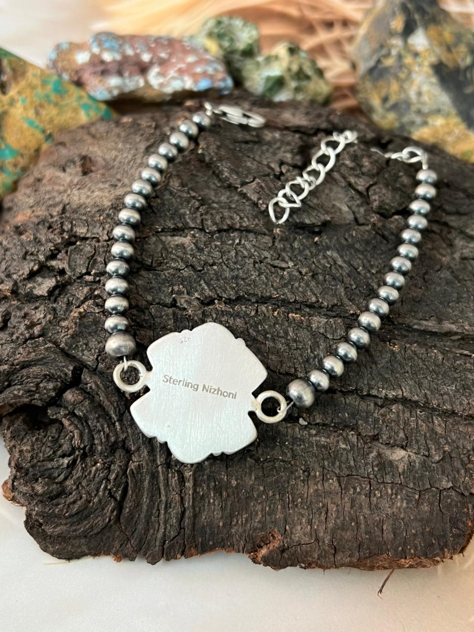 Handmade Sterling Silver Cotton Candy Beads Bracelet "Signed Nizhoni"