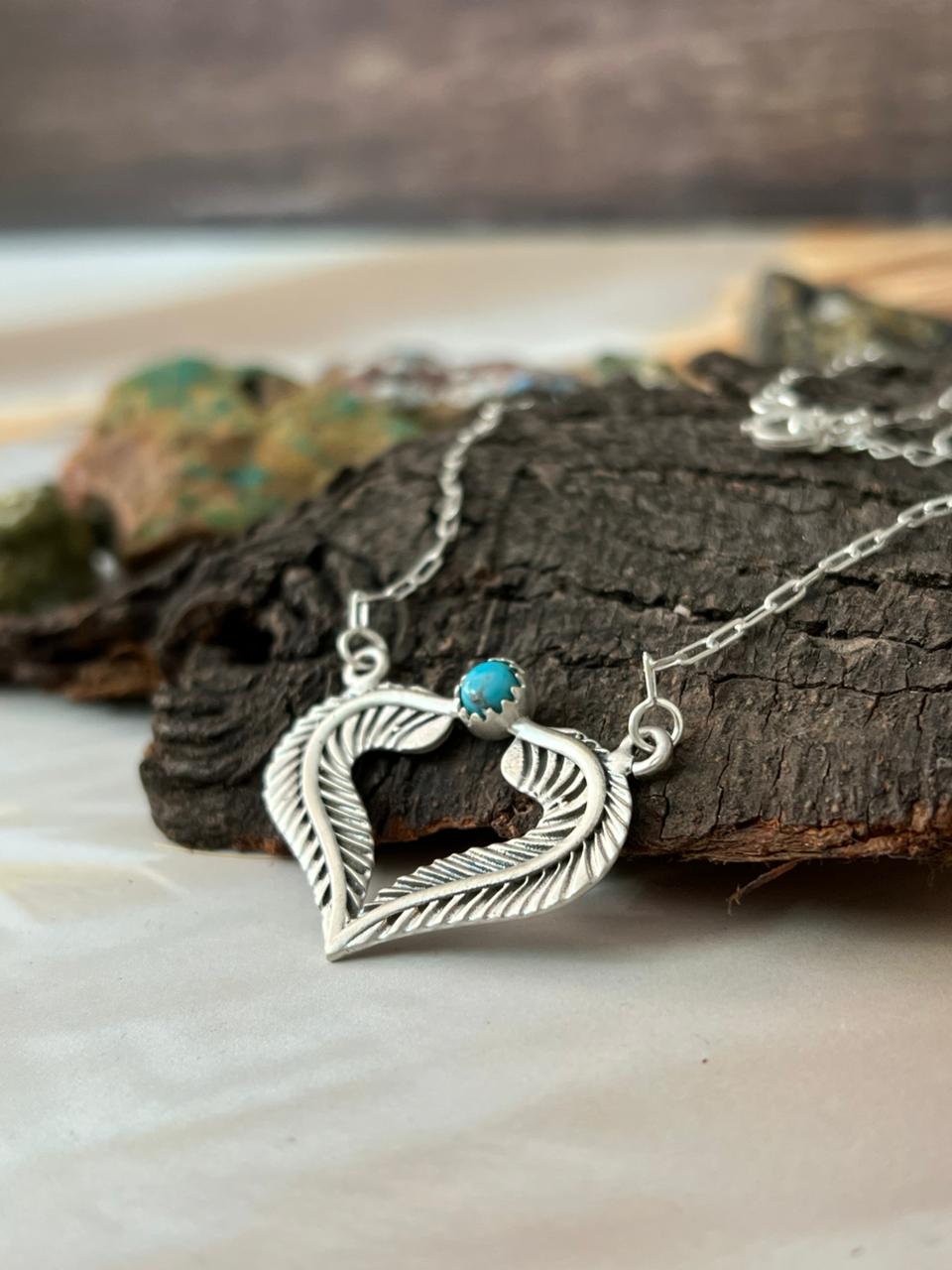 Handmade Sterling Silver Kingman Turquoise Necklace "Signed Nizhoni"