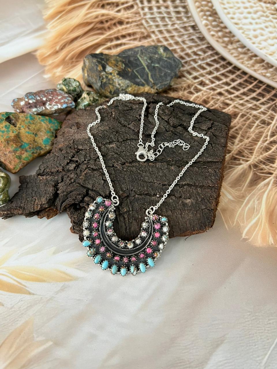 Handmade Sterling Silver Cotton Candy Necklace "Signed Nizhoni"