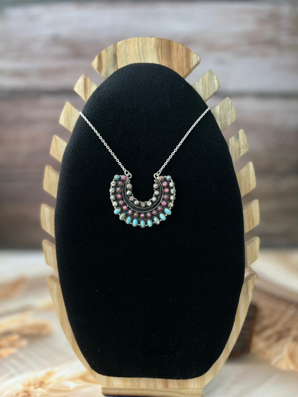 Handmade Sterling Silver Cotton Candy Necklace "Signed Nizhoni"