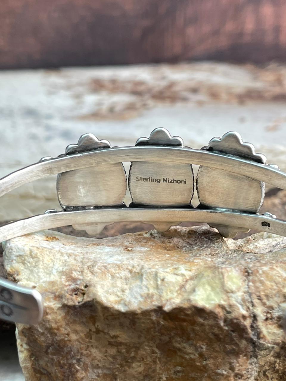 Handmade Number 8 Turquoise & Sterling Silver Cuff Bracelet "Signed Nizhoni"
