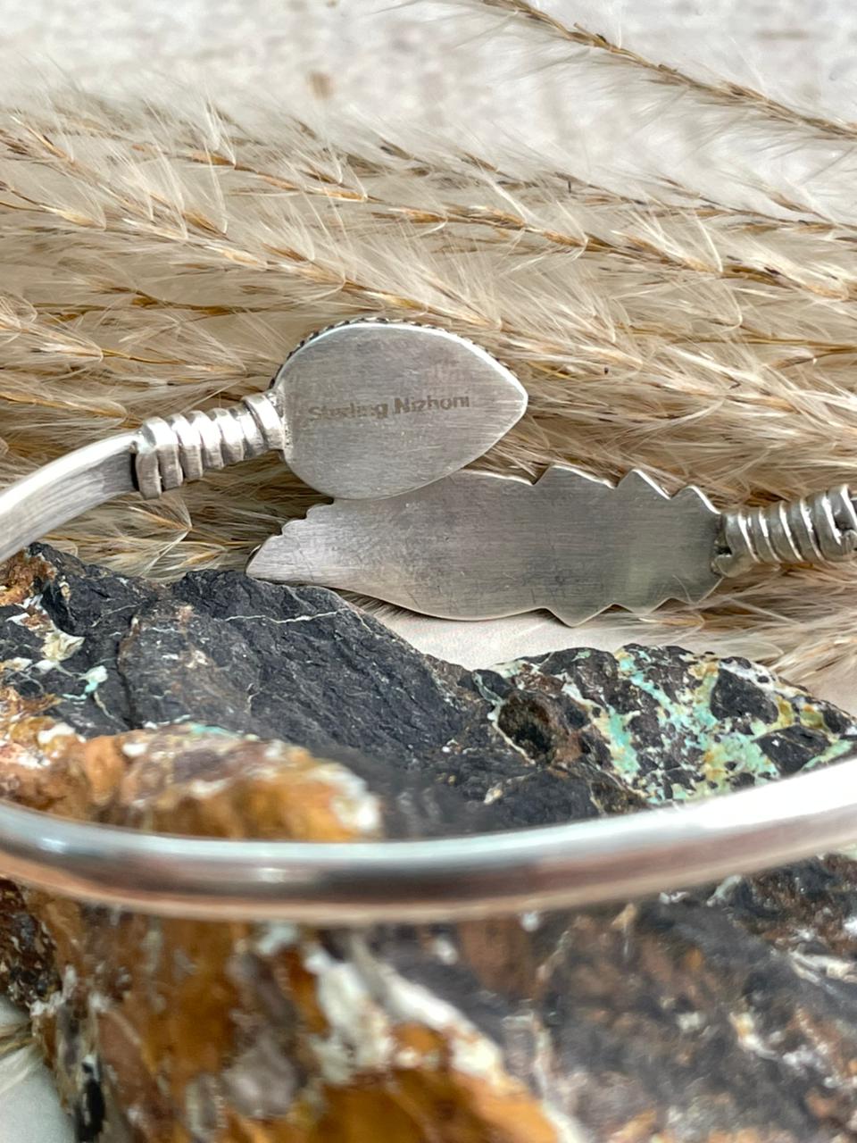 Handmade Sterling Silver Golden Hills Turquoise Cuff Bracelet "Signed Nizhoni"