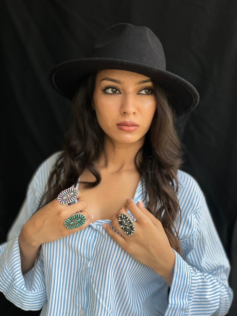 Handmade Sterling Silver Kingman, White Buffalo and Cotton Candy Adjustable Ring "Signed Nizhoni"