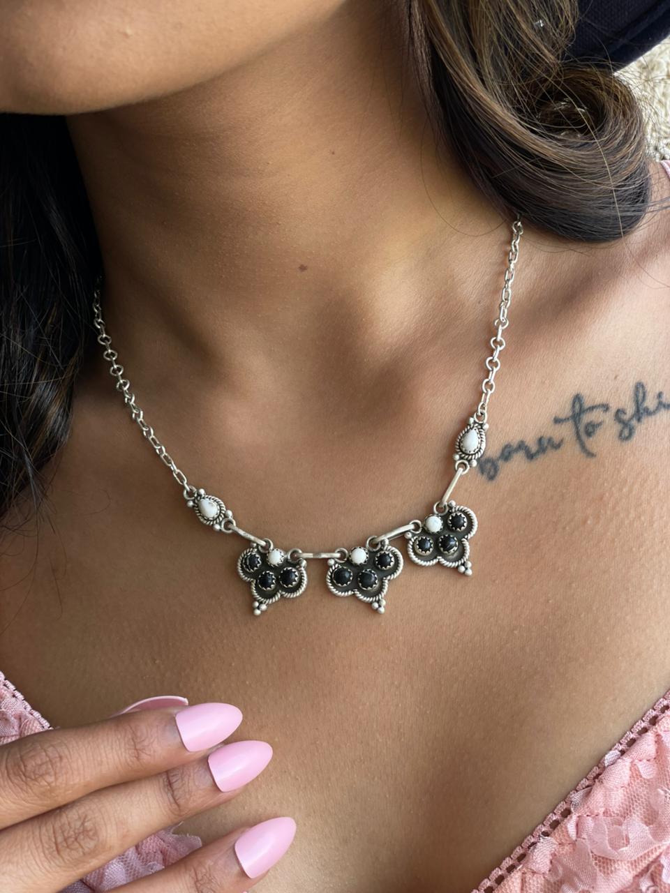 Handmade Sterling Silver White Buffalo Necklace "Signed Nizhoni"