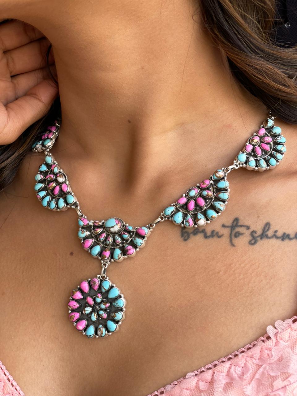 Handmade Sterling Silver Cotton Candy Necklace "Signed Nizhoni"