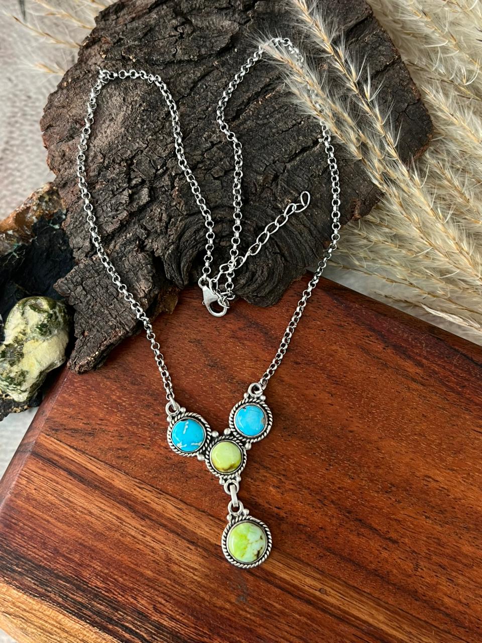 Handmade Sterling Silver Sierra Bella with Palomino Turquoise Collection: Necklace "Signed Nizhoni"